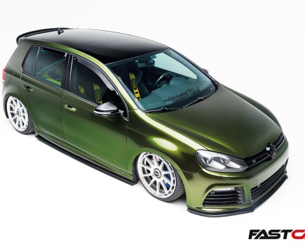 front 3/4 shot of Bagged Golf R Mk6