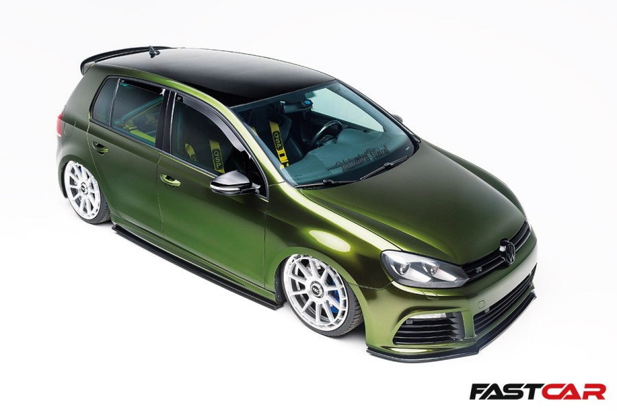 front 3/4 shot of Bagged Golf R Mk6