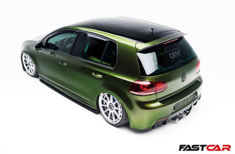 rear 3/4 shot of Bagged Golf R Mk6