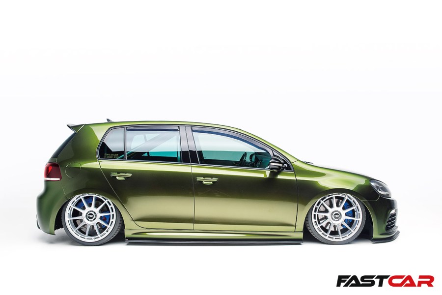 Bagged Golf R Mk6 side profile shot 