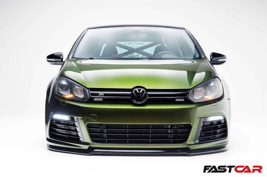 front on shot of Bagged Golf R Mk6