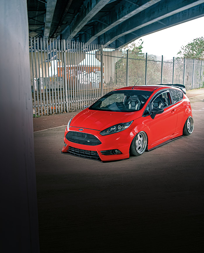 portrait 3/4 shot of Bagged Mk7 Fiesta ST