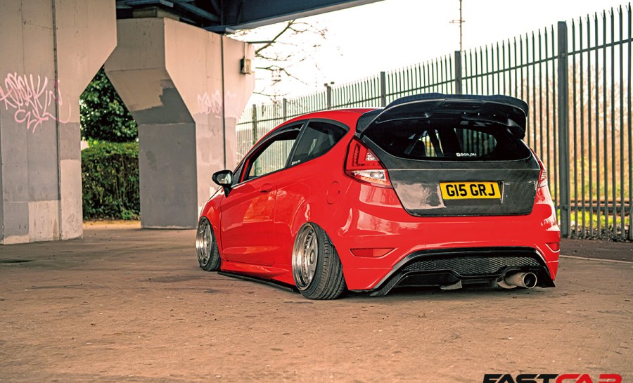 rear 3/4 shot of Bagged Mk7 Fiesta ST