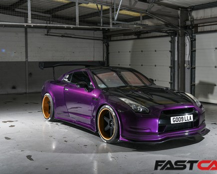 aerial shot of modified nissan gt-r