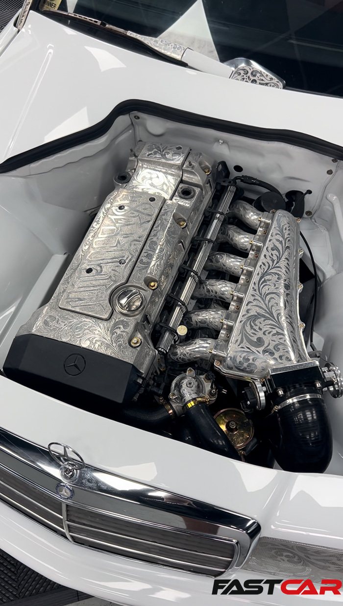 Modified Mercedes 190E With Custom Engraved Engine
