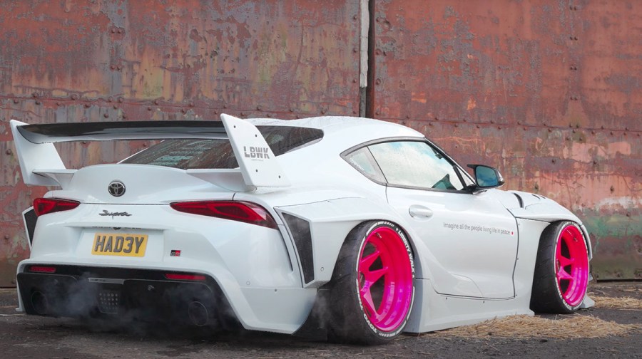 rear 3/4 shot of Liberty Walk GR Supra