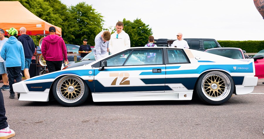 side shot of lotus esprit turbo at players classic