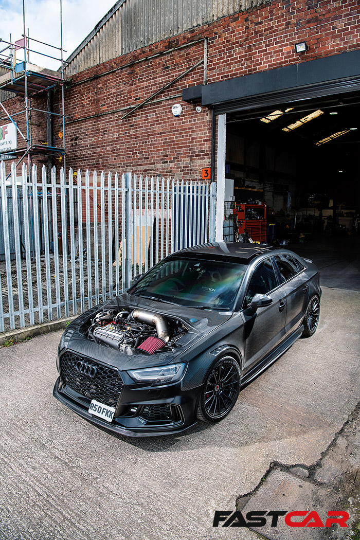 portrait shot of Tuned Audi RS3 Saloon