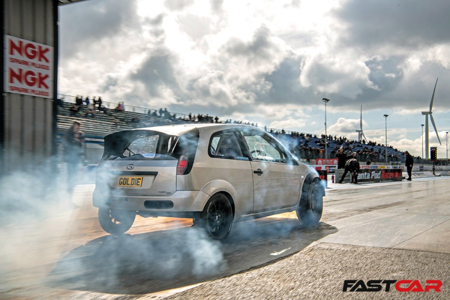 Mk6 Fiesta drag car burnout