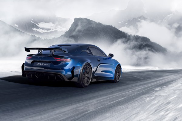 rear driving shot of Alpine A110 R Ultime