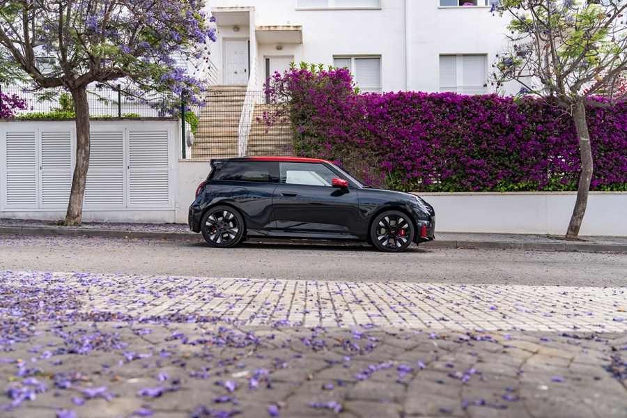 side shot of electric mini JCW