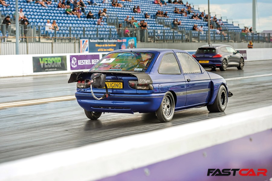 Ford Escort Drag Car rear 3/4 shot 