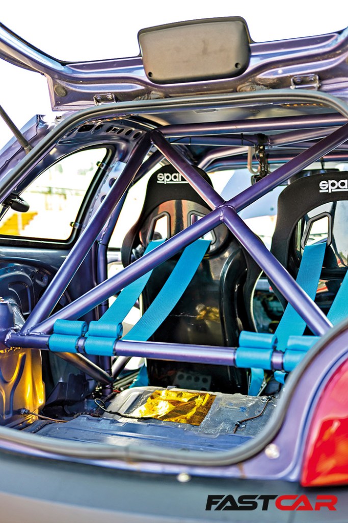 roll cage in EcoBoost-swapped Ford Ka Track Car